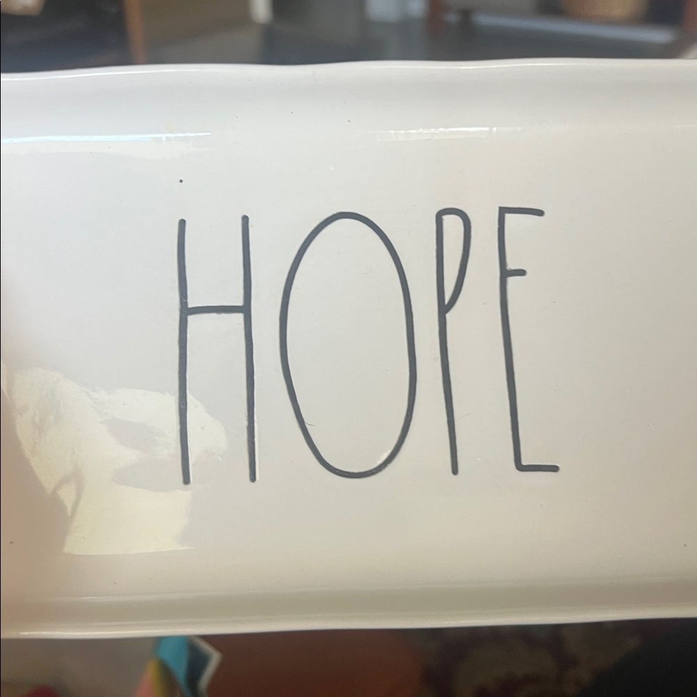 Rae Dunn White Ceramic Trays with HOPE and CALM Lettering - Picture 2 of 5